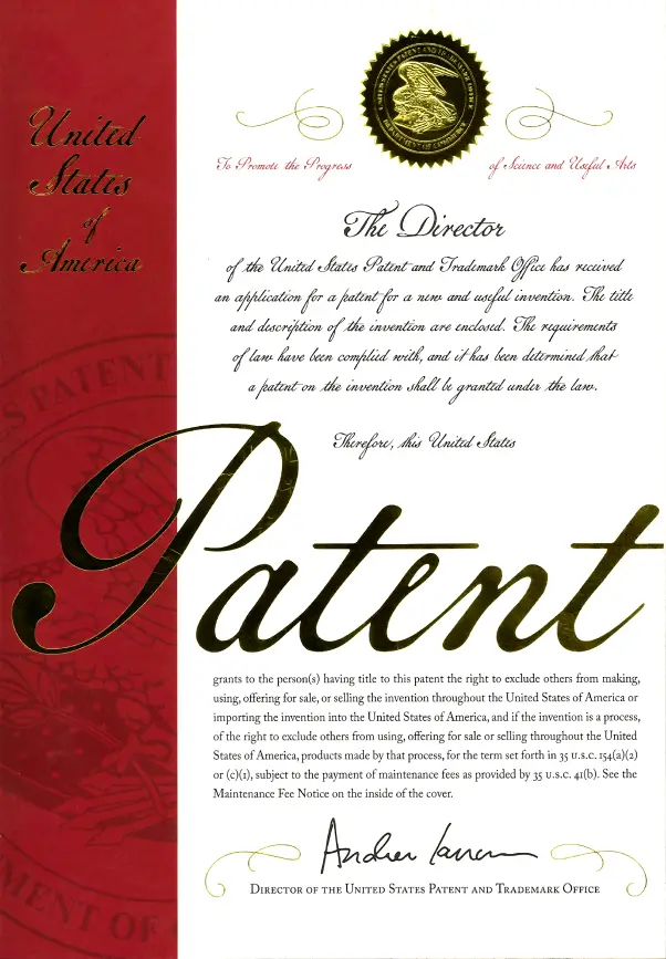 U.S. patent certificate, Dr. Youna Son