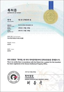 Korean patent certificate, Dr. Sonyouna Clinic